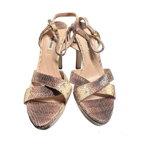 Miu Miu size 38 (US 7) leather animal print platform heels - Picture 4 of 5